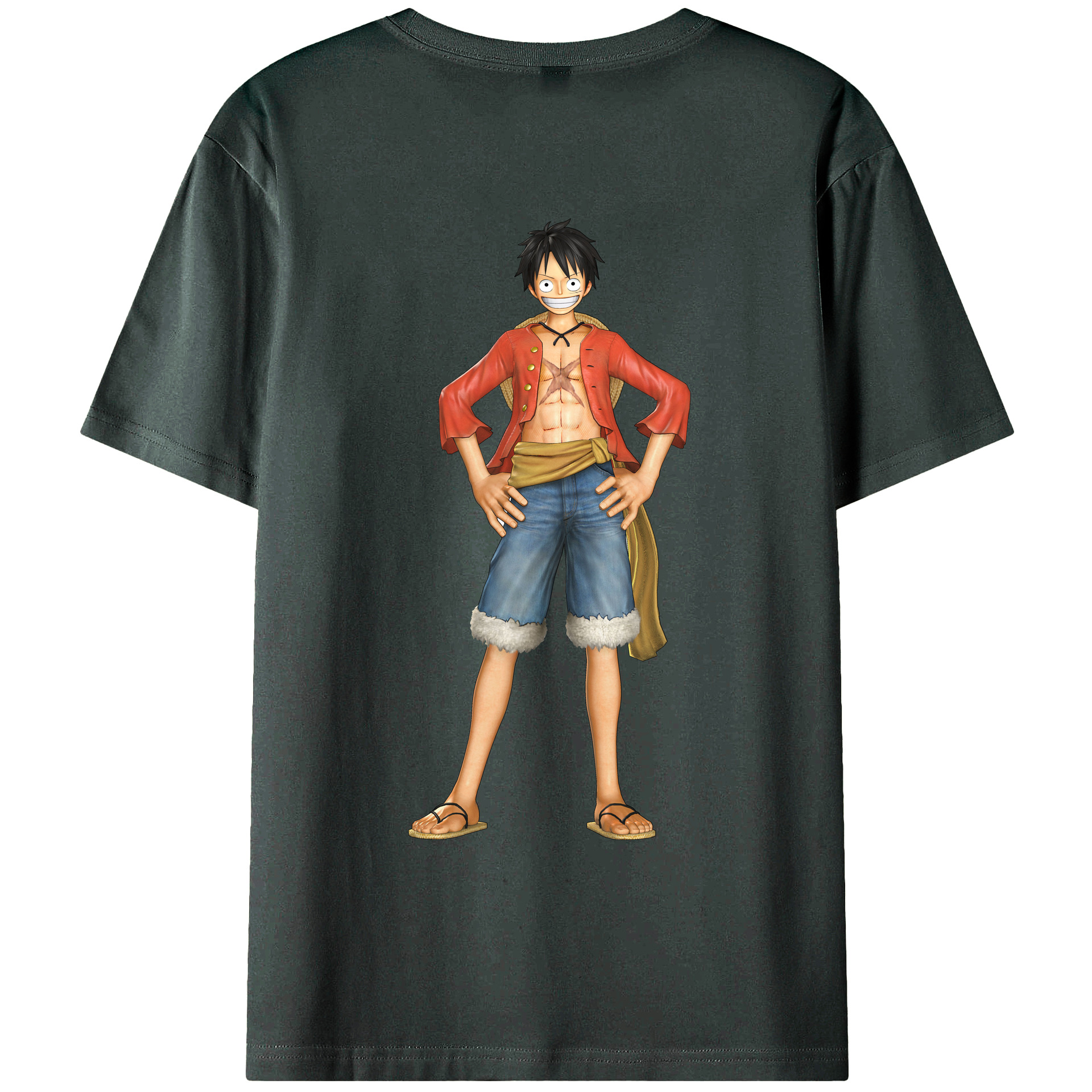 ワンピース モンキー・D・ルフィ ONE PIECE Monkey D. Luffy 綿100％ メンズ半袖Tシャツ（バックプリント） 通気性
